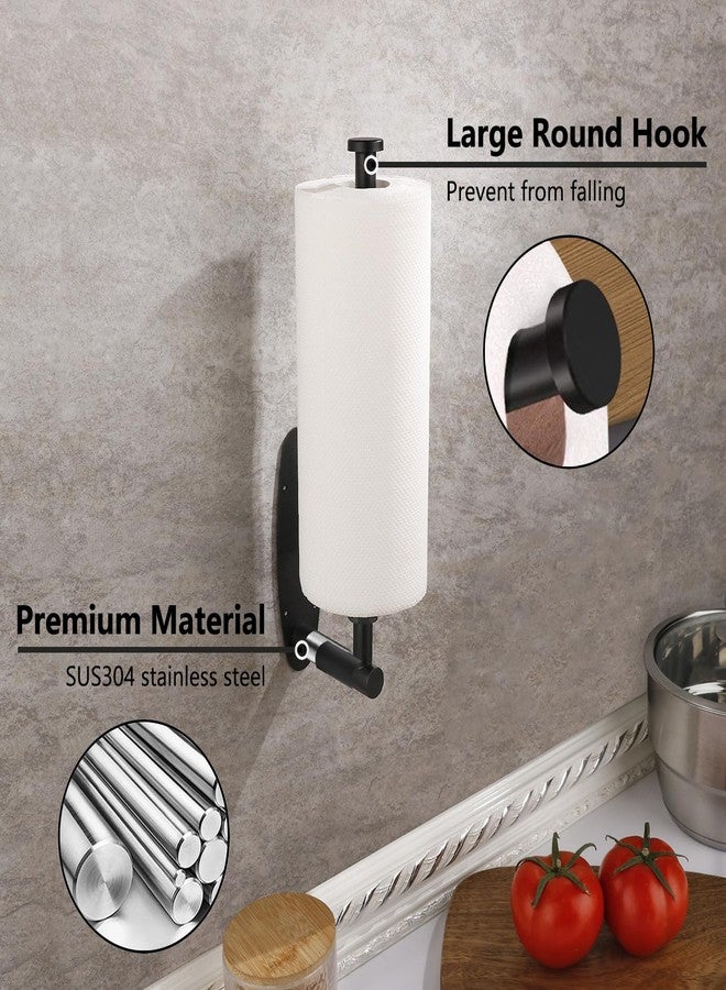Gewtur Single Hand Operable Paper Towel Holder Under Cabinet with Damping Effect, Self Adhesive Paper Towel Roll Holder Wall Mount for Kitchen Bathroom, SUS304 Stainless Steel, Black - Image 3